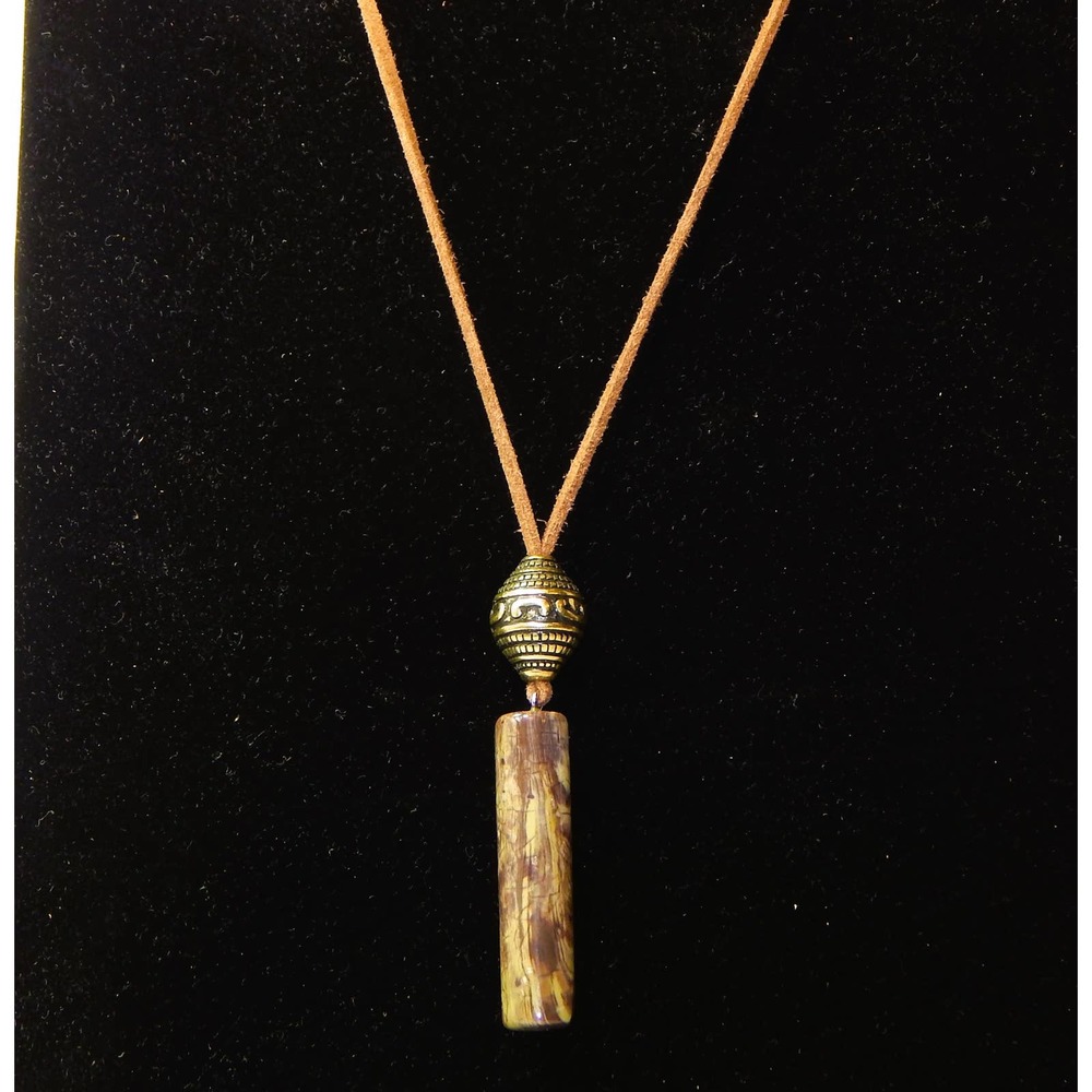 OOAK  Rustic Blossom Agate  Bohemian Leather Cord Necklace